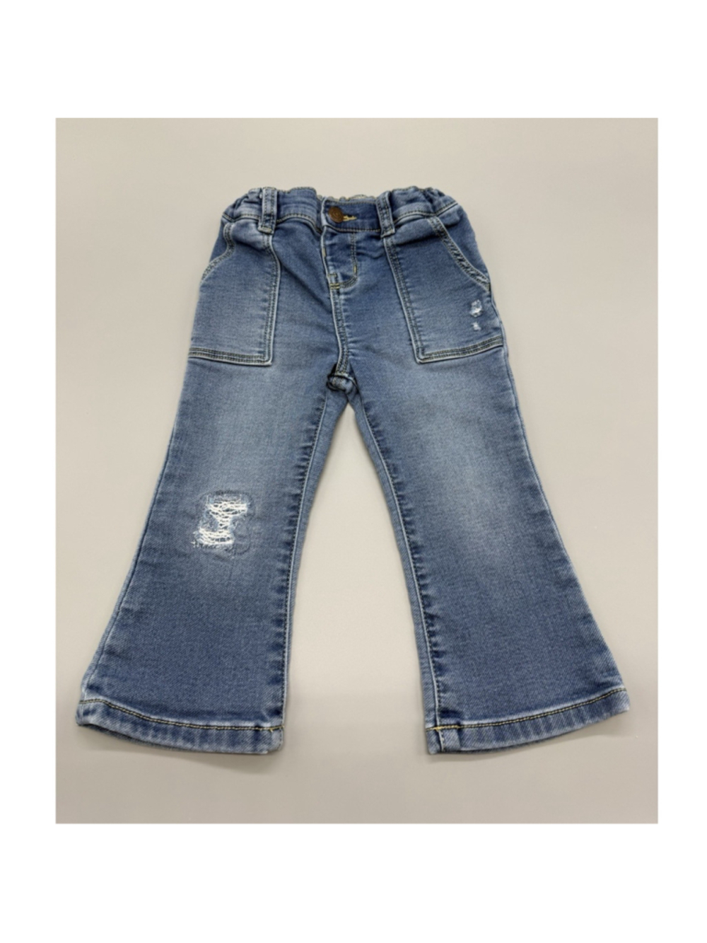 OshKosh B'gosh Girls Elastic Waist Pull-On Flare Denim Jeans Blue 24M